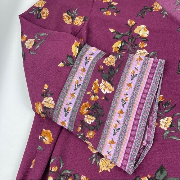 ANA A New Approach Blouse Womens 2X Pink Wine Floral Vneck - Picture 6 of 8